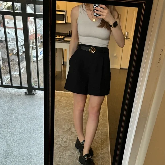 black dress shorts zara Zara | Shorts | Nwt Zara Black Trouser Long Shorts Dress Shorts With Belt  Loops